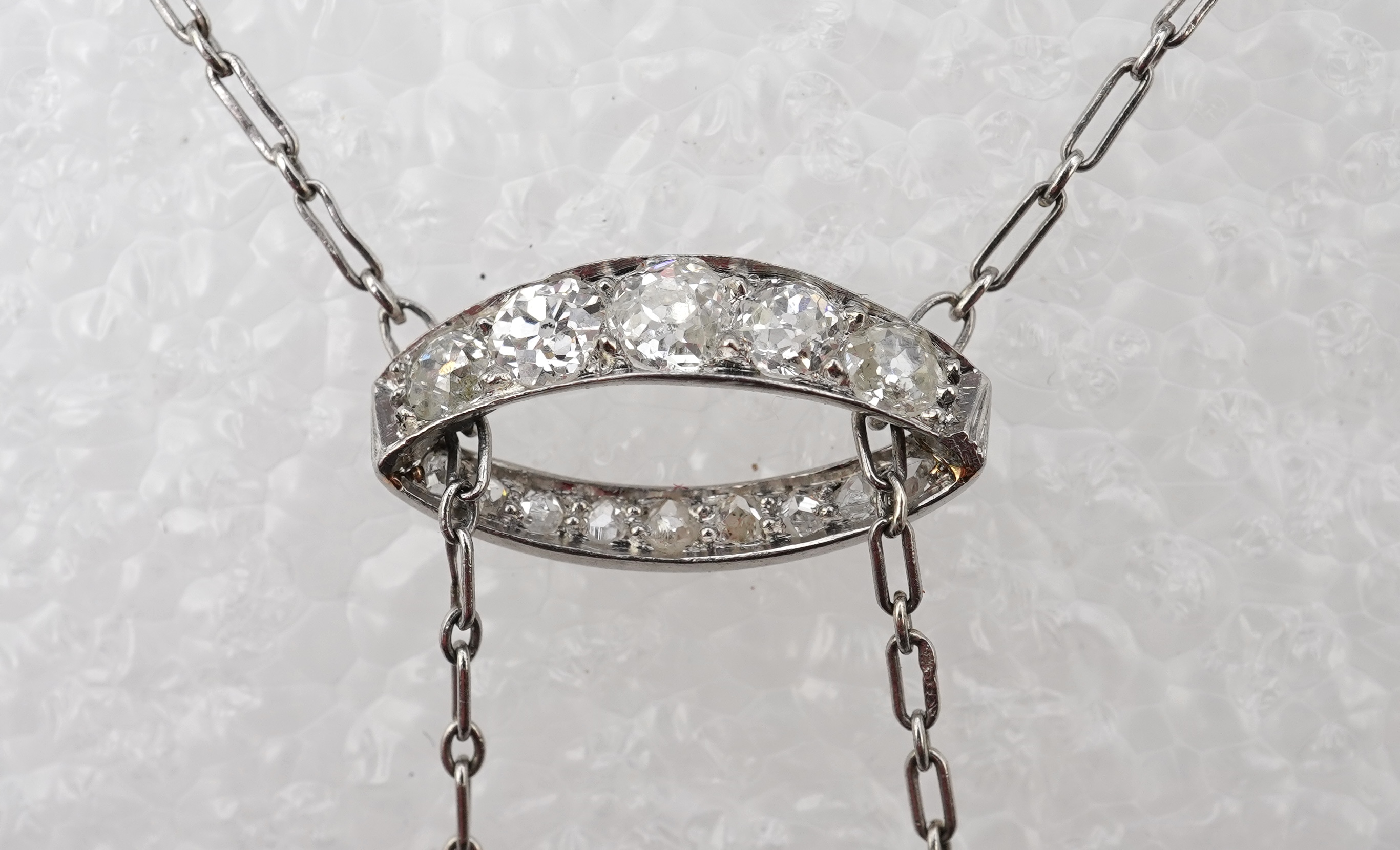 An Art Deco amethyst and diamond negligée pendant, France, circa 1920